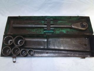 Vintage Thorsen Tools,  Oak,  Ca. ,  3/4 " Socket Set,  Case W/no.  79 Ratchet