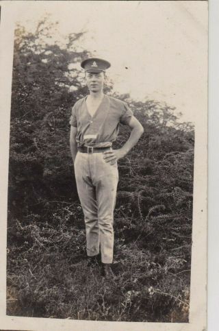 Old Photo Military Soldier Uniform Cap Trousers Belt F2