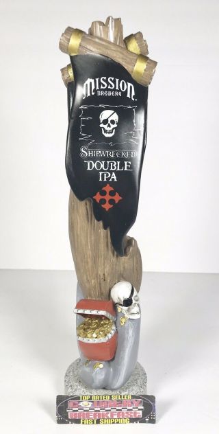 Mission Brewery Shipwrecked Double Ipa Pirate Beer Tap Handle 11.  5” Tall -