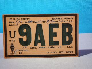 1926 Ham Radio Qsl Card - 9aeb,  Elkhart,  Indiana