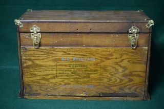 Antique Pontiac Motor Division Machinist Tool Box Chest Solid Wood 7 - Drawer