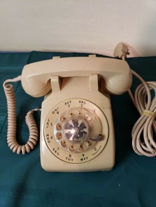 Vintage Western Electric Bell System Cd 500 Rotary Dial Desk Phone Beige