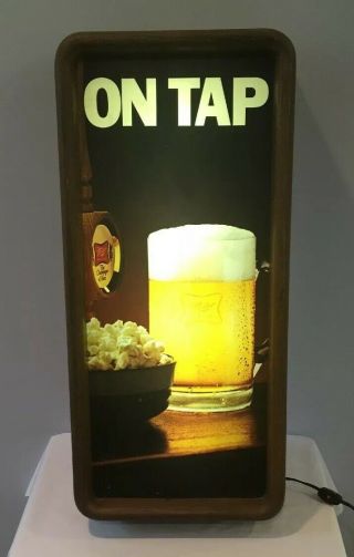 Vtg 1983 Miller High Life Beer On Tap Light Up 25 " Bar Or Man Cave Wall Sign 1a