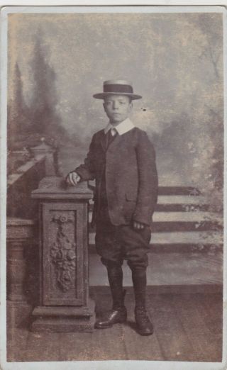 Vintage Photo Children Boy Suit Straw Boater Hat Aston Manor Birmingham F4