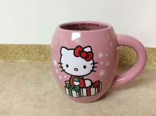 Hello Kitty Happy Holidays Oval Pink Ceramic Cup Mug Vandor Sanrio 2013