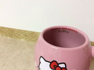 Hello Kitty Happy Holidays Oval Pink Ceramic Cup Mug Vandor Sanrio 2013 2