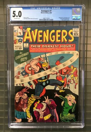 Avengers 7 Marvel Comics 1964 Cgc 5.  0 Enchantress Appearance Odin & Loki Cameo
