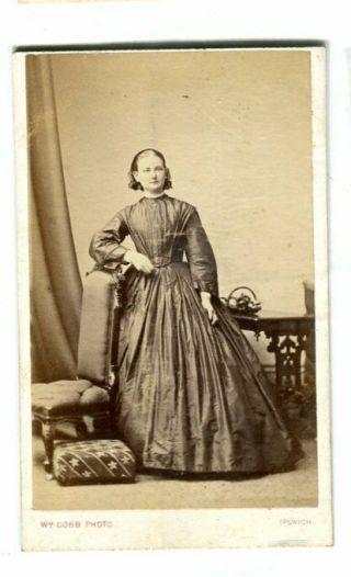 Early Cdv Young Lady Fashion By Cobb Of Ipswich Suffolk