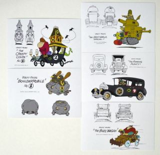 Hanna Barbera STYLE GUIDE Postcards - WACKY RACES CARS - Complete Set of 11 2