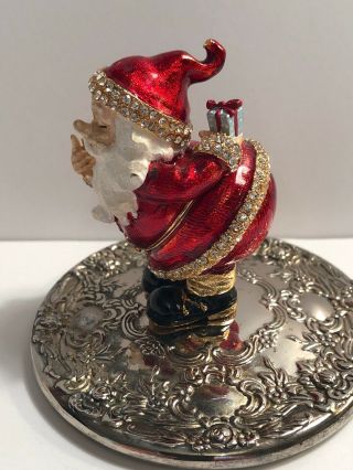 Santa Christmas Trinket Box Ring Box Made By Hand W Swarovski Crystals