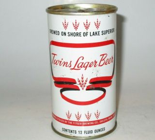 Twins Lager Tab Top Intact Beer Can,  Fitger,  Duluth,  Minnesota,  Late 1960s
