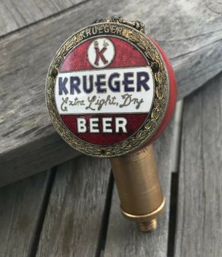 Vintage Krueger Extra Light Dry Beer Ball Tap Knob Handle Bakelite Enameled