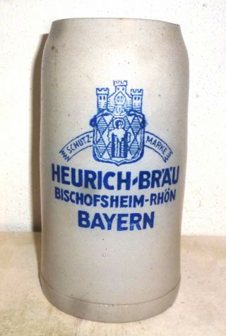 Heurich Brau,  1976 Bischofsheim Salt - Glazed 0.  9l Masskrug German Beer Stein