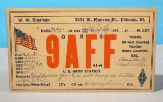 1926 Ham Radio Qsl Card - 9aff,  Chicago,  Il