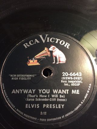 78 Rpm; Elvis Presley; Love Me Tender / Anyway You Want Me Vg,  Rca - 20 - 6643