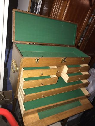 Oak Machinist Wooden Wood Tool Chest Box