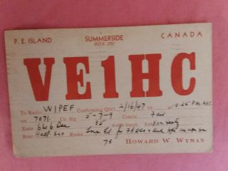 Ve1hc - Summerside.  Prince Edward Island - 1947 - Qsl