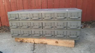 Vinatge Equipto 18 Drawer Unit Metal Parts Cabinet (17 " Deep Drawers 8540)