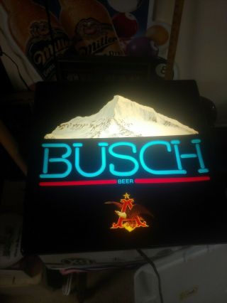 Vintage Busch Beer Lighted Wall Advertising Sign Mancave Bar