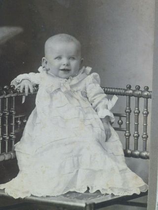 Antique Cabinet Card Photo Adorable Happy Infant Gown Brookville Pa