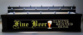 Black Finish - Led 18 Beer Tap Handle Display W/ " Fine Beer Served.  " Bar Sign