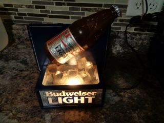 Vintage Budweiser Light Beer Bottle Electric Light 3d Sign Bar Man Cave Pool