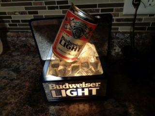 Vintage Budweiser Light Beer Bottle Electric Light 3d Can Sign Bar Man Cave Pool
