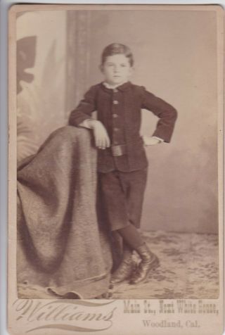 Cabinet Card Little Boys Strip Short Pant Suit,  Belt Buckle,  Wooland,  Ca 1885