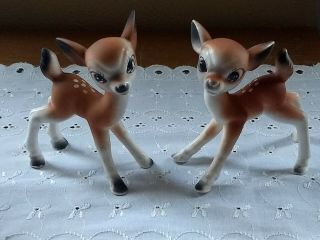 1950s Vintage Japan Porcelain Fawn Deer Statues