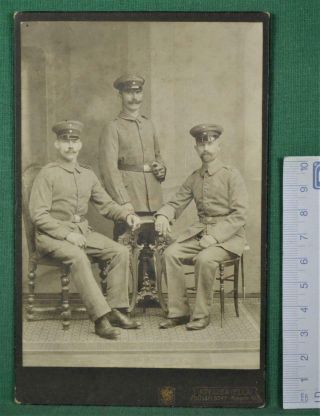 Cabinet Card Photo 3 German Soldiers By Ella Of Dusseldorf (r138)