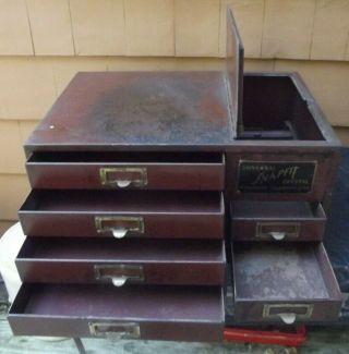 Vintage 5 Drawer Wagner Metal Parts Bin Hardware Industrial Storage Cabinet old 3