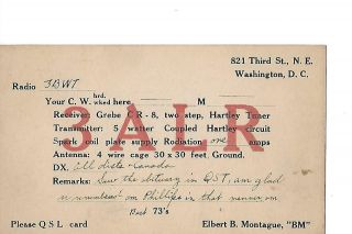 1926 3alr Washington D.  C.  Qsl Radio Card