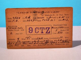 1925 Ham Radio Qsl Card - 9ctz,  St.  Paul,  Minnesota