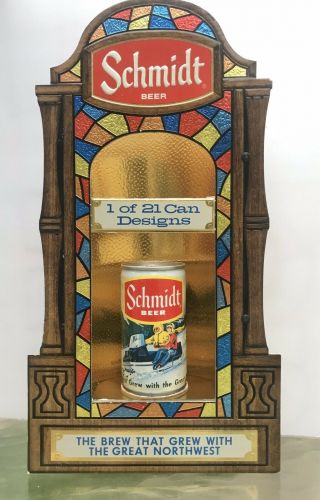 1977 Nos Schmidt Beer Scenic Can Display,  2 Signs - St Paul Mn