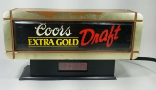 Vintage Coors Extra Gold Draft Beer Lighted Sign Bar Register Clock
