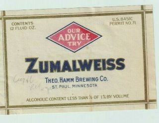 Theo Hamm Brewing Co.  Zumalweiss St.  Paul,  Mn