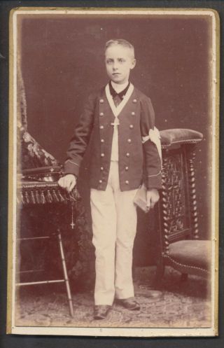 Cdv3201 French Victorian Carte De Visite: Boy In Communion Suit,  Dubois,  Poitier