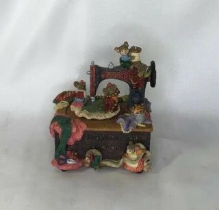 Mice / Sewing Machine Music Box " My Favorite Things " Resin Turntable Pre - Owned