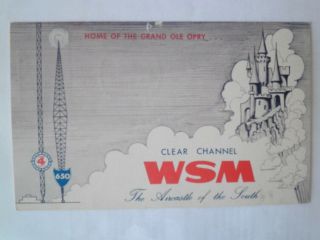 Qsl Card From Radio Station Wsm Nashville Tennessee