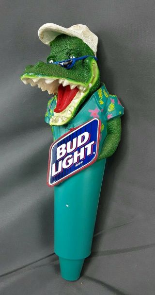 Vtg.  Budweiser Beer Bottle Bar Tap Keg Advertising 10 " Handle Bud Alligator