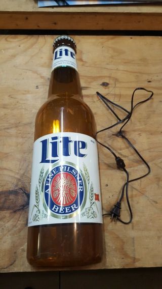 Vintage Miller Lite Bottle Lighted Beer Sign