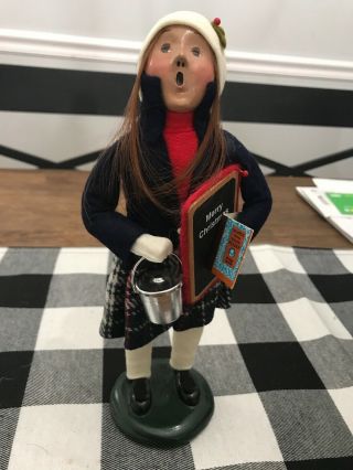 1993 Byers Choice " The Carolers " Girl With Lunch Pail And Blackboard Vintage