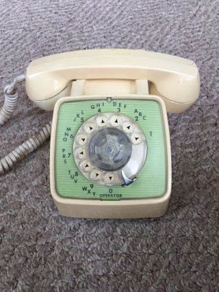 Vintage Almond Colored Gte Automatic Electric Rotary Phone - Parts?