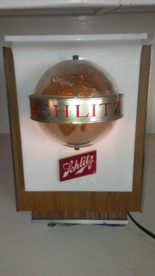 Schlitz Beer 1970s Motion Spinning Globe Wall Sconce Light Sign