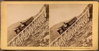 1860s Mt.  Washington Railroad Engine Stereoview Jacobs Ladder 135 Kilburn Nr