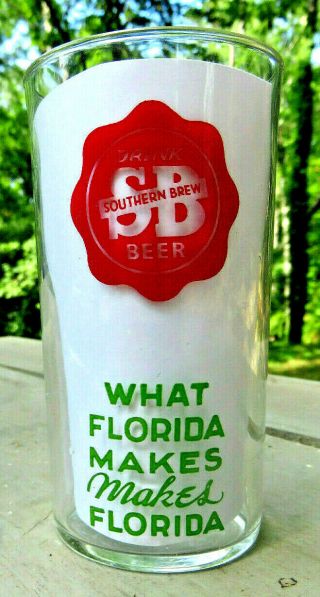 1940s Drink Southern Brew Beer Florida 8oz Glass Southern Brewing Co.  Tampa Fl