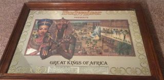 Budweiser Great Kings Of Africa Bar Mirror Akhenaton & Queen Nefertiti 18” X 26”