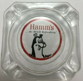 Vintage Hamm’s Beer The Beer Refreshing Bear Acl 3 Color Paint Glass Ashtray 3.  5