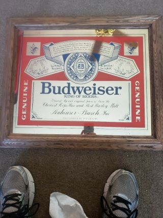 Vintage Budweiser Beer Glass Mirror Sign 1980 