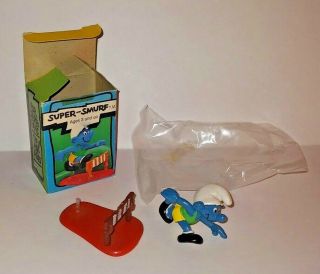 Schleich Peyo Smurfs Track & Field Smurf Vintage Figure Box Rare Complete